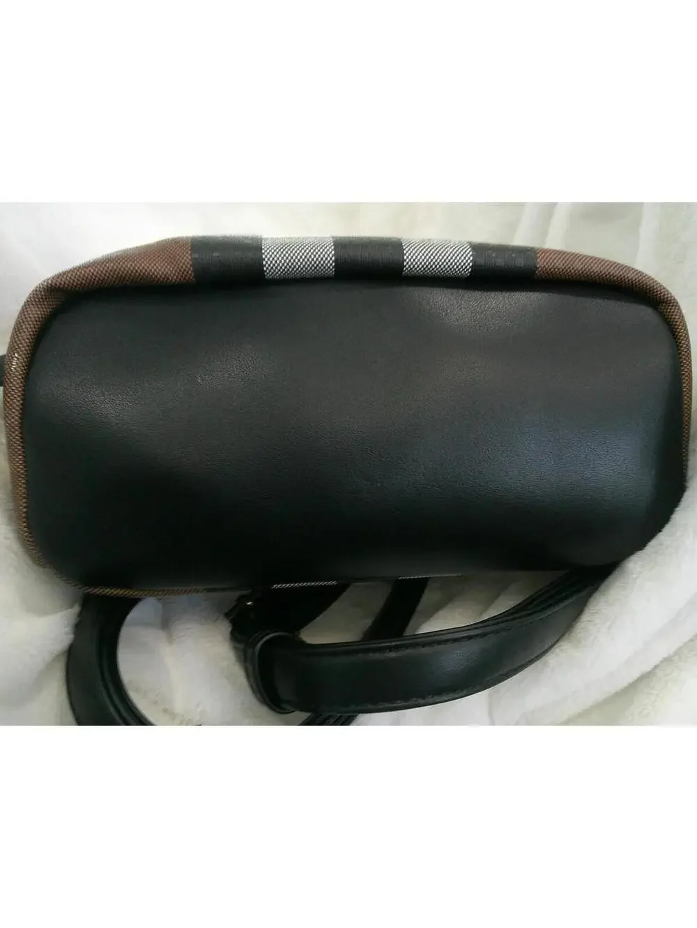 Brown and Black Patterned Backpack with Burgundy Interior